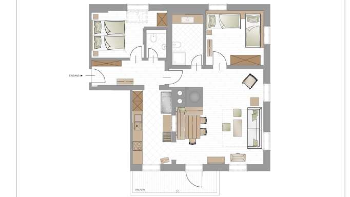 Grundriss der Ferienwohnung Nr. 66 im Kleinwalsertal