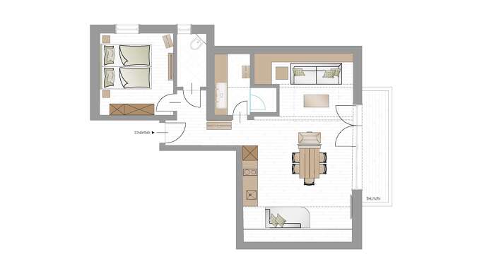 Grundriss der Ferienwohnung Nr. 61