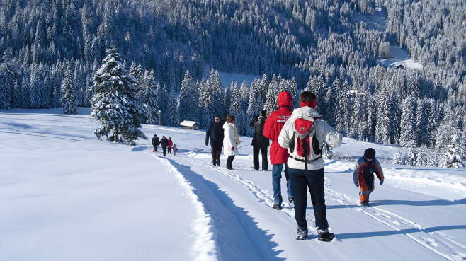 Sportlicher Aktivurlaub mit einer Winterwanderung im Kleinwalsertal.