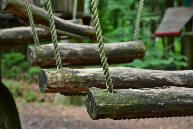 Klettern im Wald.